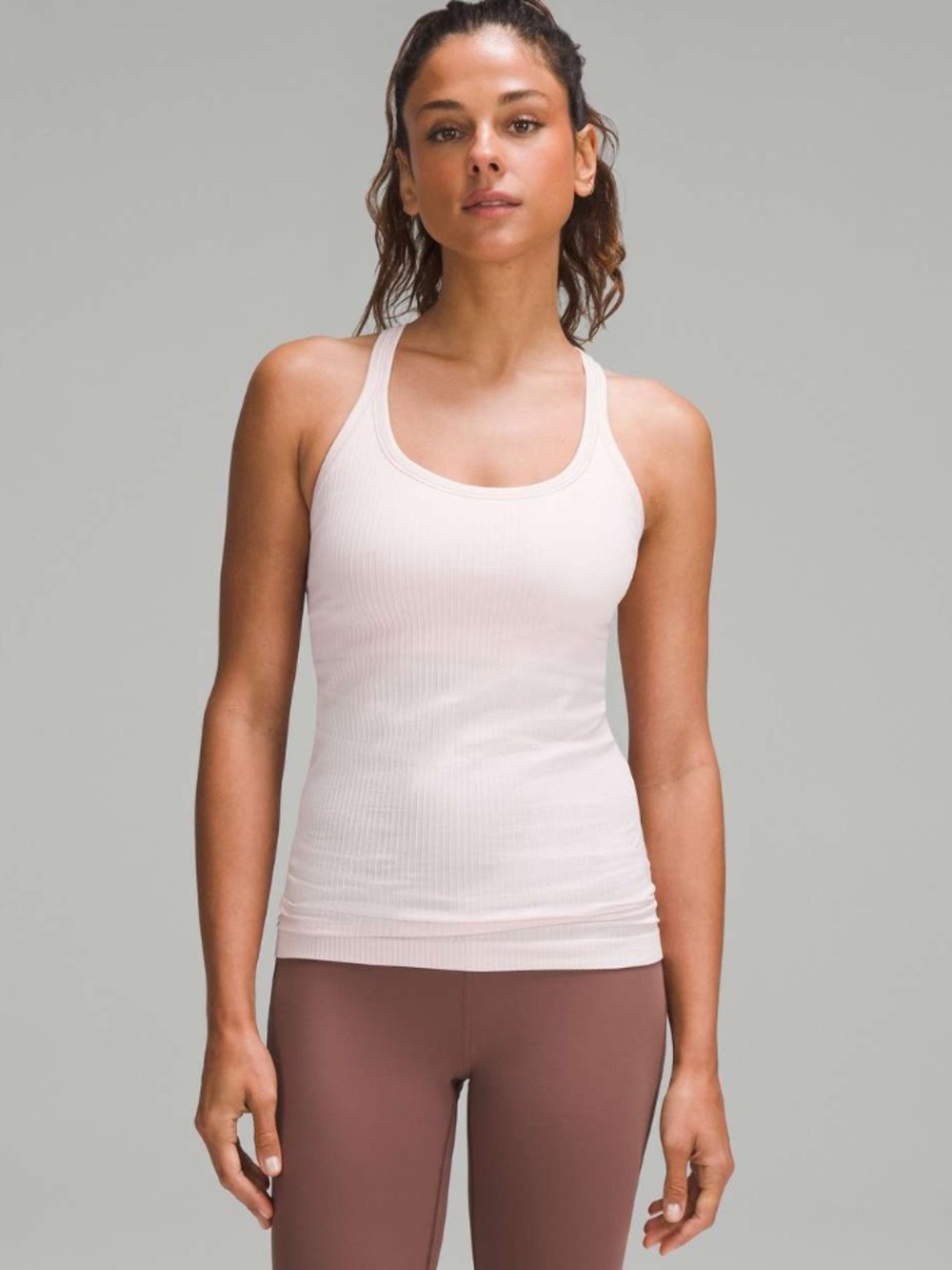 Lululemon Ebb to Street Ribbed Built-In Bra Tank Top Size 6 Racerback Flush Pink